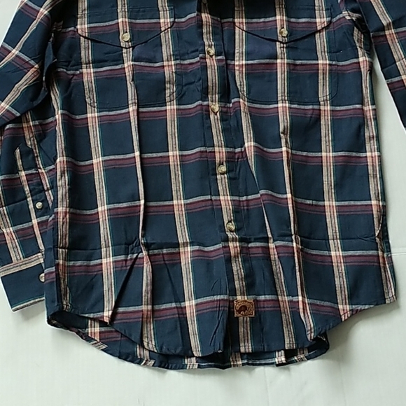 Boston Traders Navy/Red Plaid Button Front Shirt M - Picture 9 of 9